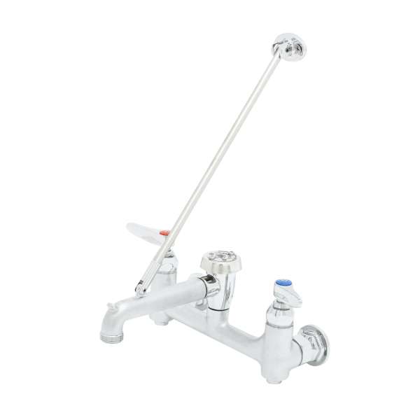 T&S B-0665-BSTR | Service Sink Faucet, Wall Mount, 8" Centers, Built-In Stops, Vacuum Breaker, Rough