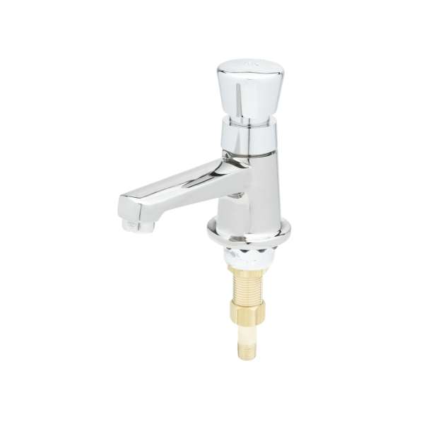 T&S B-0712 | Sill Faucet, Self-Closing Metering, Push-Button, 1/2" NPSM Male Inlet Shank & 1/4" NPT Tailpiece