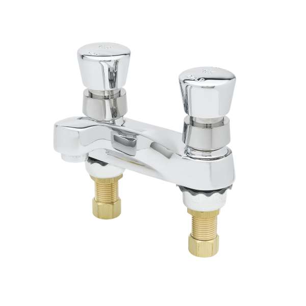 T&S B-0831 | Metering Faucet, Deck Mount, 4" Centers, Aerator, Push Button Handles
