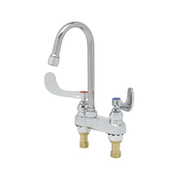 T&S B-0892 | Medical Faucet, 4" Deck Mount, Swivel/Rigid Gooseneck, 2.2 GPM Aerator, 4" Wrist Handles