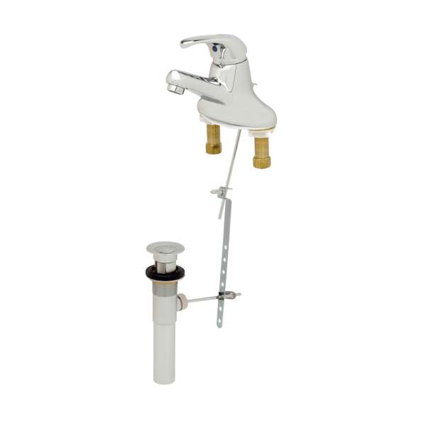 T&S B-2710 | Single Lever Faucet, 4" Centerset, 4" Handle, 2.2 GPM Aerator, Pop-Up Drain Assembly