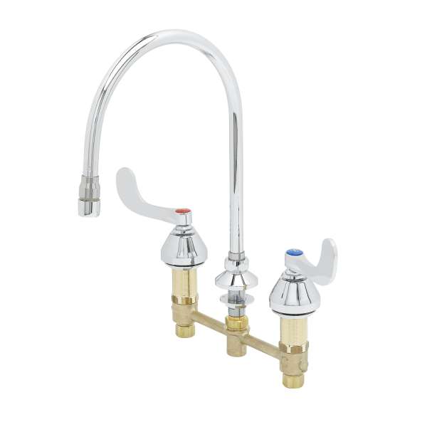 T&S B-2862 | Medical Faucet, 8" Centers, 135X Swivel Gooseneck, Non-Splash Aerator, Eternas, 4" Handles