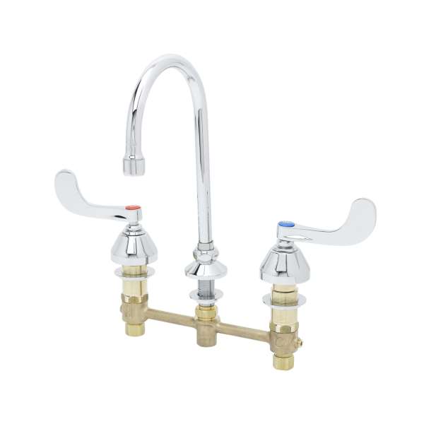 T&S B-2866-05 | Medical Faucet, 8" Centers, Swivel/Rigid GN, Non-Splash Aerator, 4" Wrist Action Handles