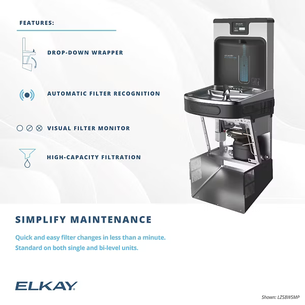 Elkay LZS8WSLP | Enhanced EZH2O Bottle Filling Station & Single ADA Cooler, Filtered 8 GPH Light Gray