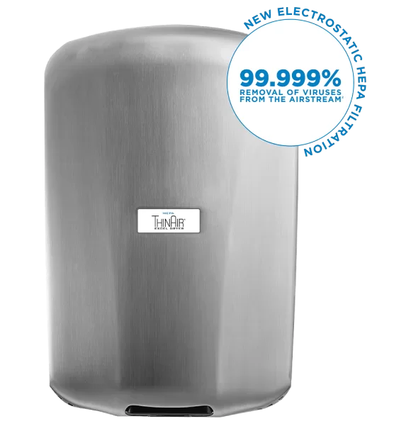 Excel TA-SB-H | Automatic ThinAir Hand Dryer, HEPA Filtration, Stainless Steel