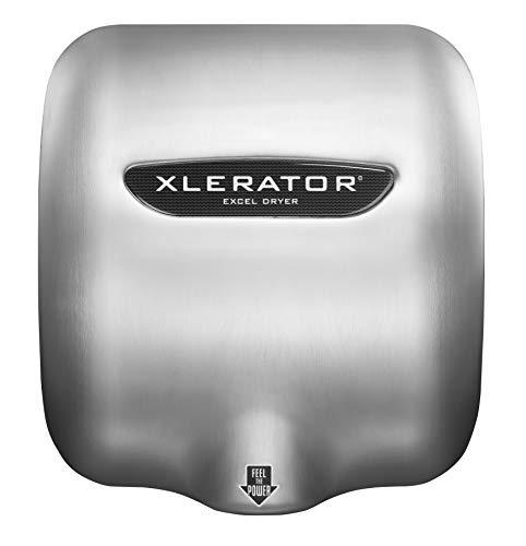 Excel Dryer XLERATOR XL-SB 1.1N High Speed Commercial Hand Dryer, Brushed Stainless Steel Cover, Automatic Sensor, Surface Mount, Noise Reduction Nozzle, LEED Credits 12.2 Amps 110/120 Volts
